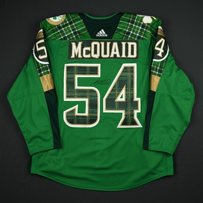Adam McQuaid - Boston Bruins - St. Patricks Day-Themed Warmup-Issued Autographed Jersey - March 6, 2018