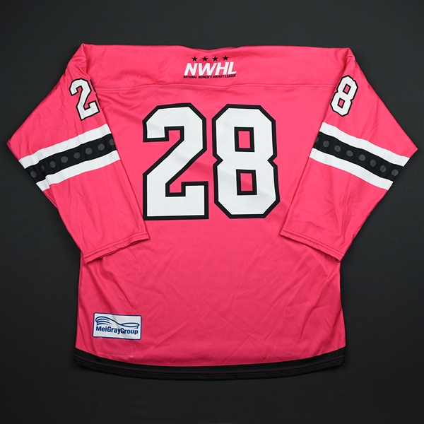 #28 No Name on Back - Metropolitan Riveters - Game-Issued Strides For The Cure Jersey - Jan. 27, 2018