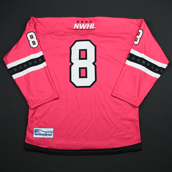 #8 No Name on Back - Metropolitan Riveters - Game-Issued Strides For The Cure Jersey - Jan. 27, 2018