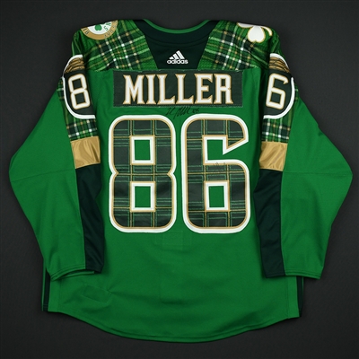 Kevan Miller - Boston Bruins - St. Patricks Day-Themed Warmup-Worn Autographed Jersey - March 6, 2018
