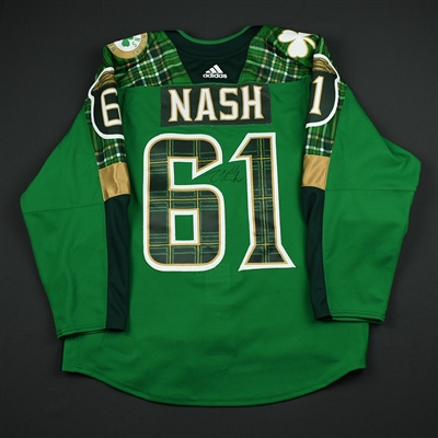 Rick Nash - Boston Bruins - St. Patricks Day-Themed Warmup-Worn Autographed Jersey - March 6, 2018