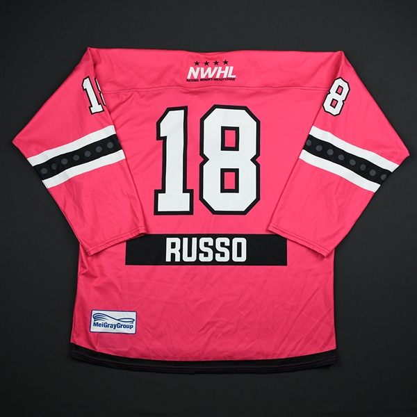 Rebecca Russo - Metropolitan Riveters - Game-Worn Strides For The Cure Jersey - Jan. 27, 2018