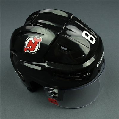 Will Butcher - New Jersey Devils - Game-Worn Helmet - 2017-18 NHL Regular Season and Stanley Cup Playoffs
