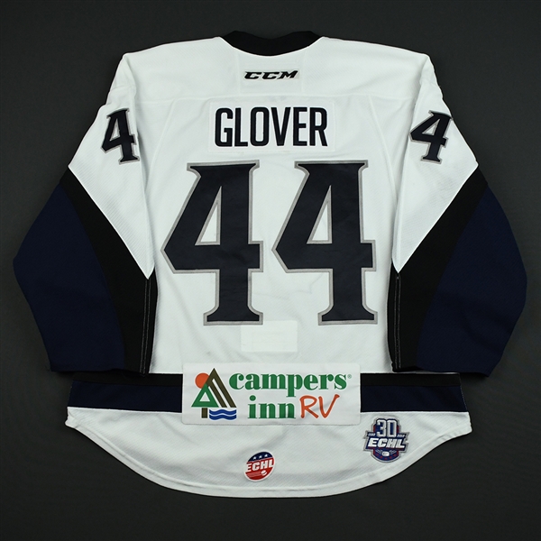 Jack Glover - Jacksonville Icemen - 2017-18 Regular Season Game-Worn White Jersey 