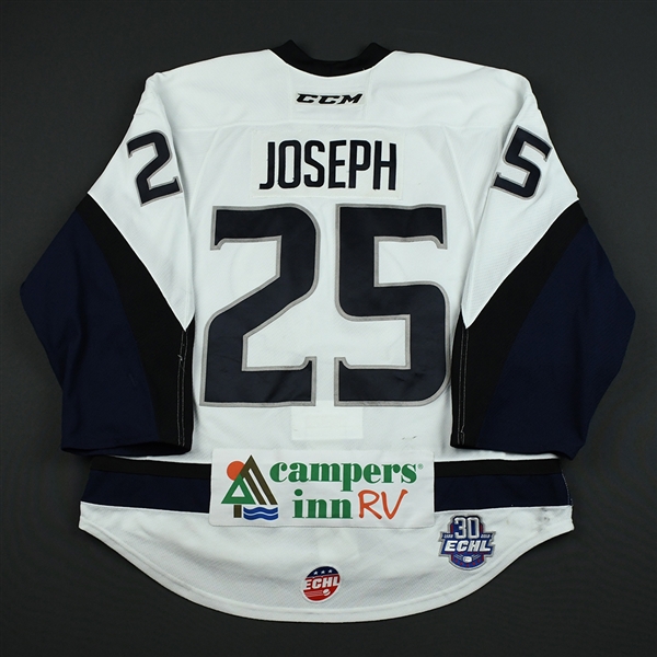Chris Joseph - Jacksonville Icemen - 2017-18 Regular Season Game-Worn White Jersey 