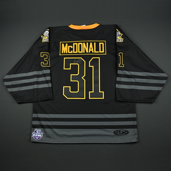 Mason McDonald - Kansas City Mavericks - 2018 Golden Goalie - Game-Worn Autographed Jersey - Worn 