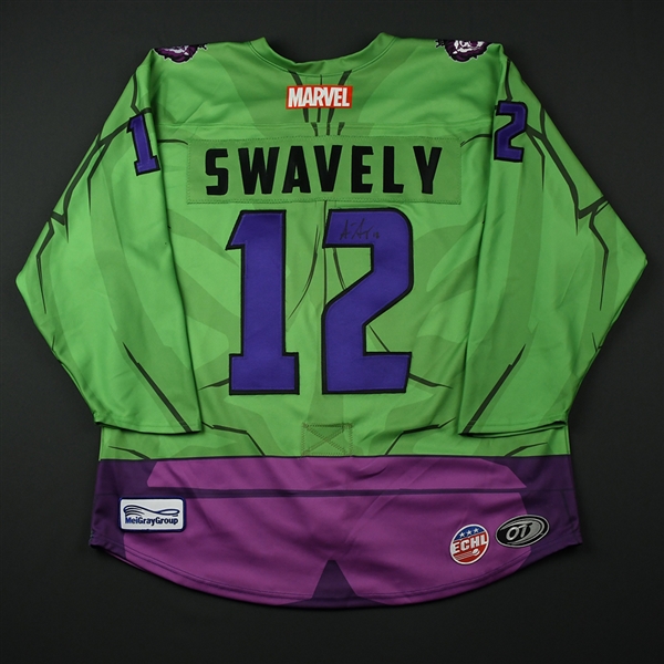 Steven Swavely - Reading Royals - 2017-18 MARVEL Super Hero Night - Game-Worn Autographed Jersey