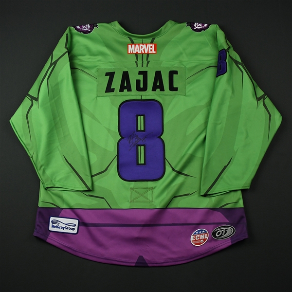 Nolan Zajac - Reading Royals - 2017-18 MARVEL Super Hero Night - Game-Worn Autographed Jersey