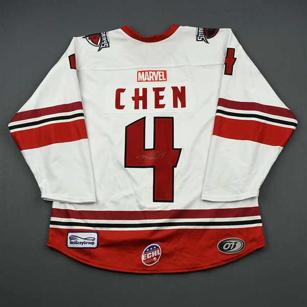 Mike Chen - South Carolina Stringrays - 2018-19 MARVEL Super Hero Night - Game-Worn Autographed Jersey, and Socks