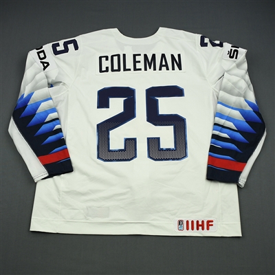 Blake Coleman - 2018 U.S. IIHF World Championship - Game-Worn White Jersey