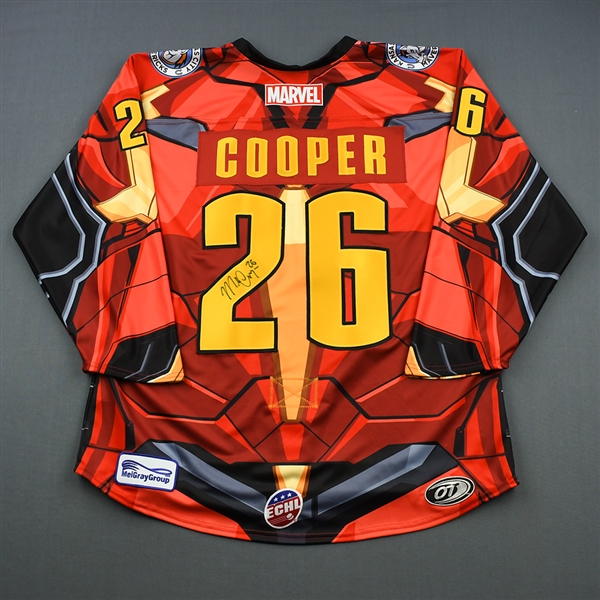 Mark Cooper - Kansas City Mavericks - 2018-19 MARVEL Super Hero Night - Game-Issued Autographed Jersey