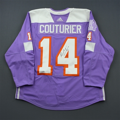 Sean Couturier - Philadelphia Flyers - 2018 Hockey Fights Cancer - Warmup-Worn Autographed Jersey w/A