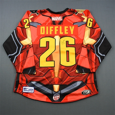 Brien Diffley - Wheeling Nailers - 2018-19 MARVEL Super Hero Night - Game-Issued Autographed Jersey, and Socks
