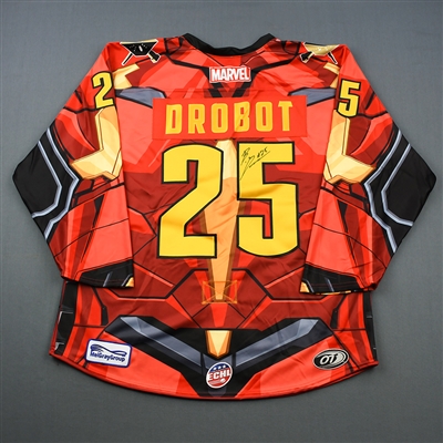 Brad Drobot - Wheeling Nailers - 2018-19 MARVEL Super Hero Night - Game-Issued Autographed Jersey