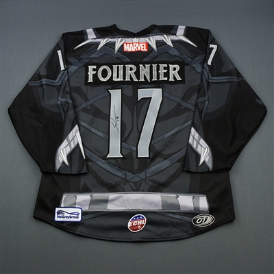 Stefan Fournier - Wichita Thunder - 2018-19 MARVEL Super Hero Night - Game-Worn Autographed Jersey, and Socks