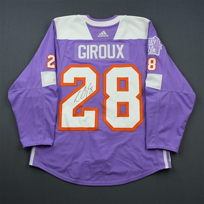 Claude Giroux - Philadelphia Flyers - 2018 Hockey Fights Cancer - Warmup-Worn Autographed Jersey w/C
