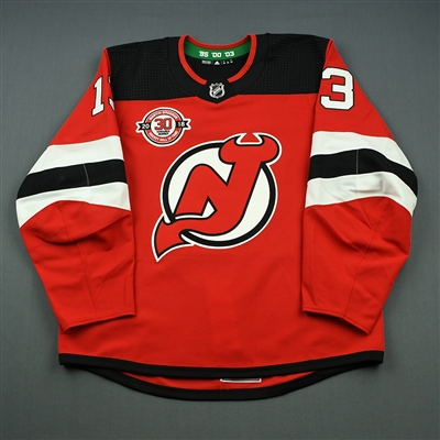  Nico Hischier - New Jersey Devils - Martin Brodeur Hockey Hall of Fame Honoree - Game-Issued Jersey - Nov. 13