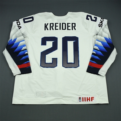 Chris Kreider - 2018 U.S. IIHF World Championship - Game-Worn White Jersey