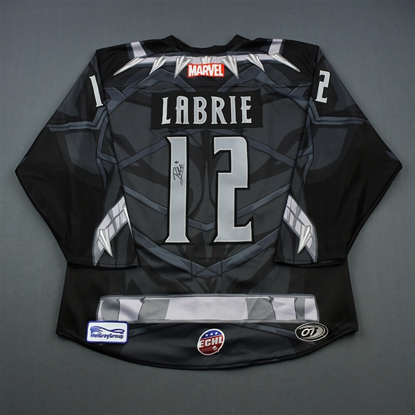 Pierre-Cedric Labrie  - Wichita Thunder - 2018-19 MARVEL Super Hero Night - Game-Worn Autographed Jersey, and Socks