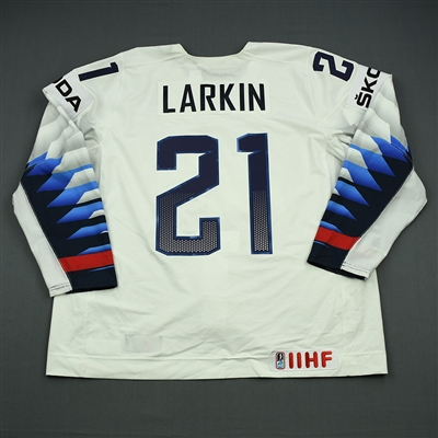 Dylan Larkin - 2018 U.S. IIHF World Championship - Game-Worn White w/A Jersey