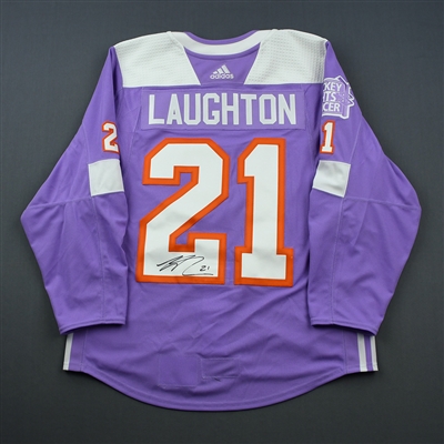 Scott Laughton - Philadelphia Flyers - 2018 Hockey Fights Cancer - Warmup-Worn Autographed Jersey