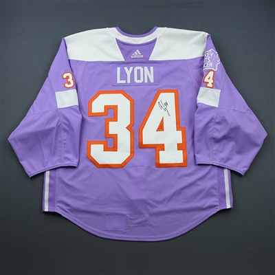 Alex Lyon - Philadelphia Flyers - 2018 Hockey Fights Cancer - Warmup-Issued Autographed Jersey