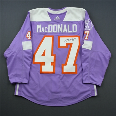 Andrew MacDonald - Philadelphia Flyers - 2018 Hockey Fights Cancer - Warmup-Worn Autographed Jersey