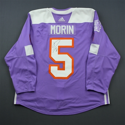 Samuel Morin - Philadelphia Flyers - 2018 Hockey Fights Cancer - Warmup-Issued Autographed Jersey