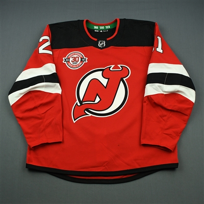  Kyle Palmieri - New Jersey Devils - Martin Brodeur Hockey Hall of Fame Honoree - Game-Worn Jersey - Nov. 13