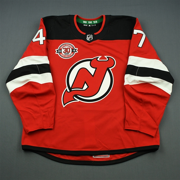  John Quenneville - New Jersey Devils - Martin Brodeur Hockey Hall of Fame Honoree - Game-Issued Jersey - Nov. 13