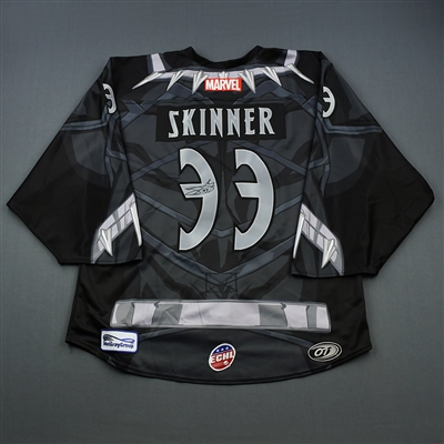 Stuart Skinner - Wichita Thunder - 2018-19 MARVEL Super Hero Night - Back-up Only -  Autographed Jersey, and Socks