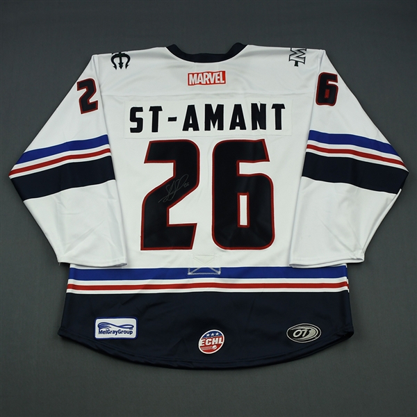 Shawn St-Amant - Maine Mariners - 2018-19 MARVEL Super Hero Night - Game-Worn Autographed Jersey, and Socks