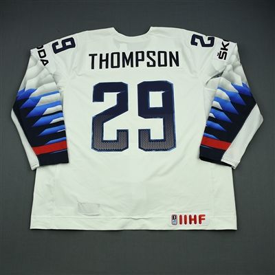 Tage Thompson - 2018 U.S. IIHF World Championship - Game-Worn White Jersey