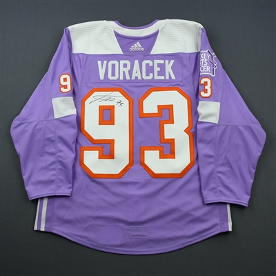 Jakub Voracek - Philadelphia Flyers - 2018 Hockey Fights Cancer - Warmup-Worn Autographed Jersey