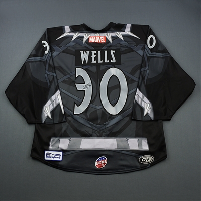 Dylan Wells - Wichita Thunder - 2018-19 MARVEL Super Hero Night - Game-Worn Autographed Jersey, and Socks