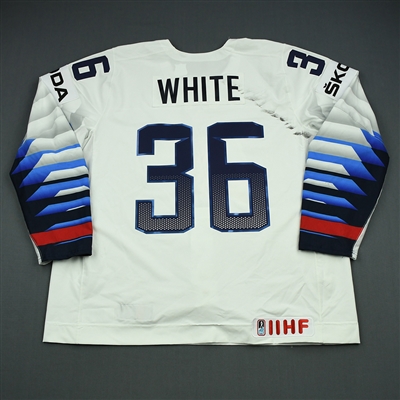 Colin White - 2018 U.S. IIHF World Championship - Game-Worn White Jersey