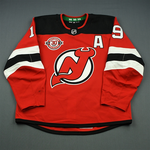  Travis Zajac - New Jersey Devils - Martin Brodeur Hockey Hall of Fame Honoree - Game-Worn Jersey w/A - Nov. 13
