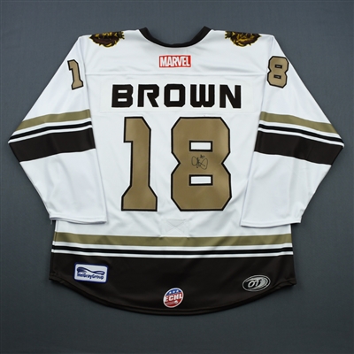 Tyler Brown - Reading Royals - 2018-19 MARVEL Super Hero Night - Game-Issued Autographed Jersey, and Socks