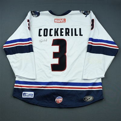 Garret Cockerill - Jacksonville Icemen - 2018-19 MARVEL Super Hero Night - Game-Worn Autographed Jersey, and Socks