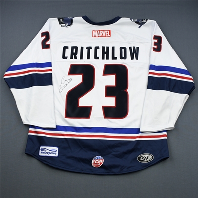 Cameron Critchlow - Jacksonville Icemen - 2018-19 MARVEL Super Hero Night - Game-Worn Autographed Jersey w/A and Socks 