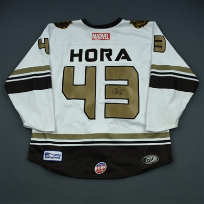 Frank Hora - Reading Royals - 2018-19 MARVEL Super Hero Night - Game-Worn Autographed Jersey, and Socks