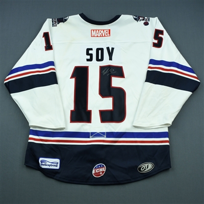 Tyler Soy - Tulsa Oilers - 2018-19 MARVEL Super Hero Night - Game-Worn Autographed Jersey and Socks 