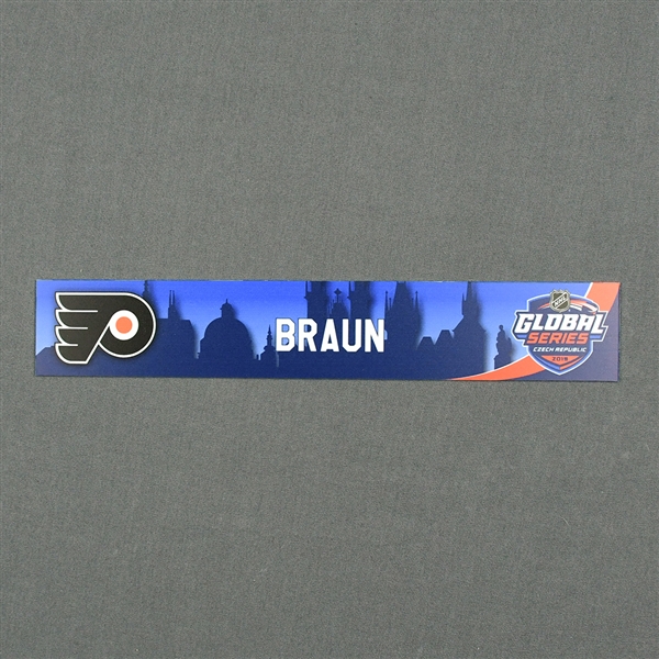 Justin Braun - 2019 NHL Global Series Locker Room Nameplate Game-Issued