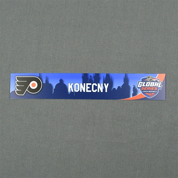 Travis Konecny - 2019 NHL Global Series Locker Room Nameplate Game-Issued