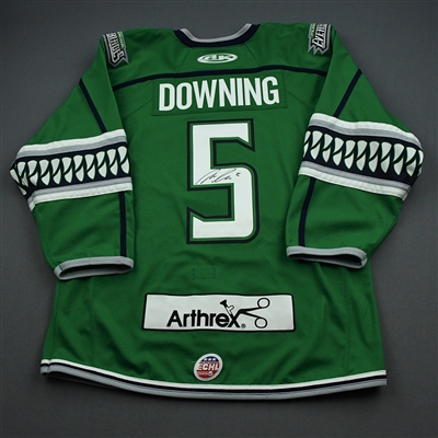 Michael Downing - Florida Everblades - Game-Worn - Green - Autographed Jersey - 2019-20 Season 