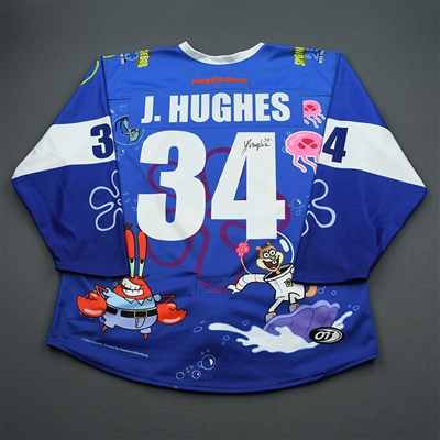 Jack Hughes - 2020 U.S. National Under-17 Development Team - Spongebob Square Pants Game-Worn Autographed Jersey