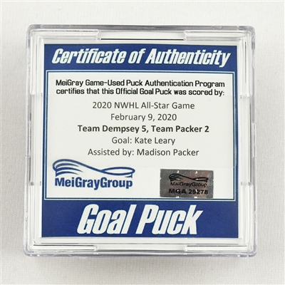 Kate Leary - Team Packer - Goal Puck - 2020 NWHL All-Star Game -  Madison Packer Assist