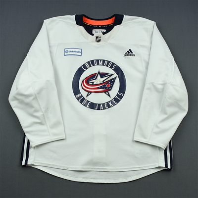 Alexander Wennberg - 18-19 - Columbus Blue Jackets - White Practice Jersey w/ OhioHealth Patch