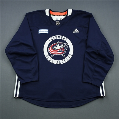 Boone Jenner - 18-19 - Columbus Blue Jackets - Navy Practice Jersey w/ OhioHealth Patch