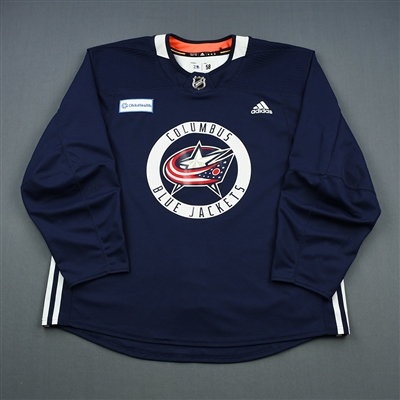 Oliver Bjorkstrand - 18-19 - Columbus Blue Jackets - Navy Practice Jersey w/ OhioHealth Patch